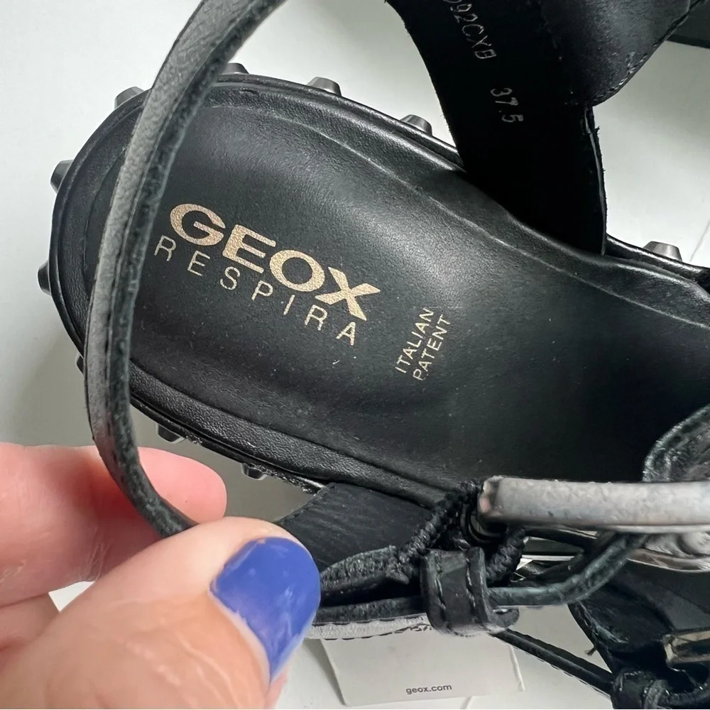 GEOX Shakima Platform Sandal In Black Retro Grunge New Womens Shoes